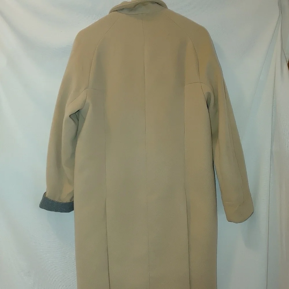 Forever 21 Au Revoir Overcoat Longline Car Coat Neutral Tan Single Breasted‎ - Picture 3 of 12